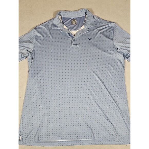 Callaway Opti Dri Mens XL Polo Shirt Blue Geometric Pattern Performance Golf - Picture 1 of 8